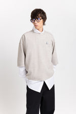Grey stretch wool crepe short sleeve sweatshirt
