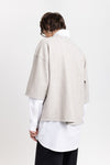 Grey stretch wool crepe short sleeve sweatshirt
