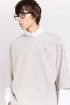 Grey stretch wool crepe short sleeve sweatshirt