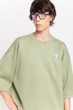 Willow green double jersey short sleeve sweatshirt