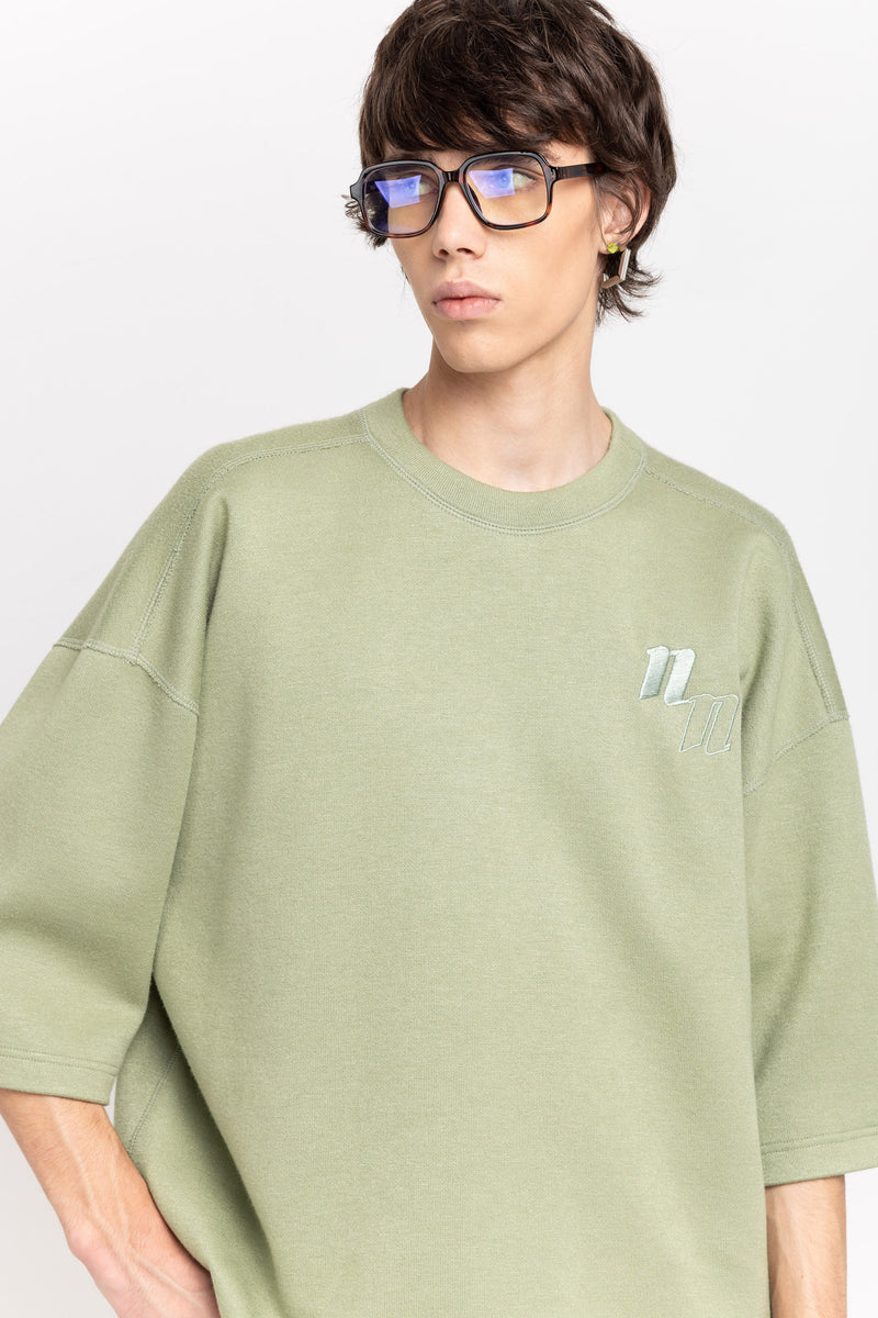 Willow green double jersey short sleeve sweatshirt