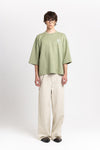 Ivory & grey striped bistretch wide-leg jersey pants
