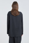 Black and dark grey two-tone long sleeve top