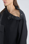 Black and dark grey two-tone long sleeve top