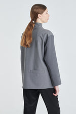Grey two-tone long sleeve top