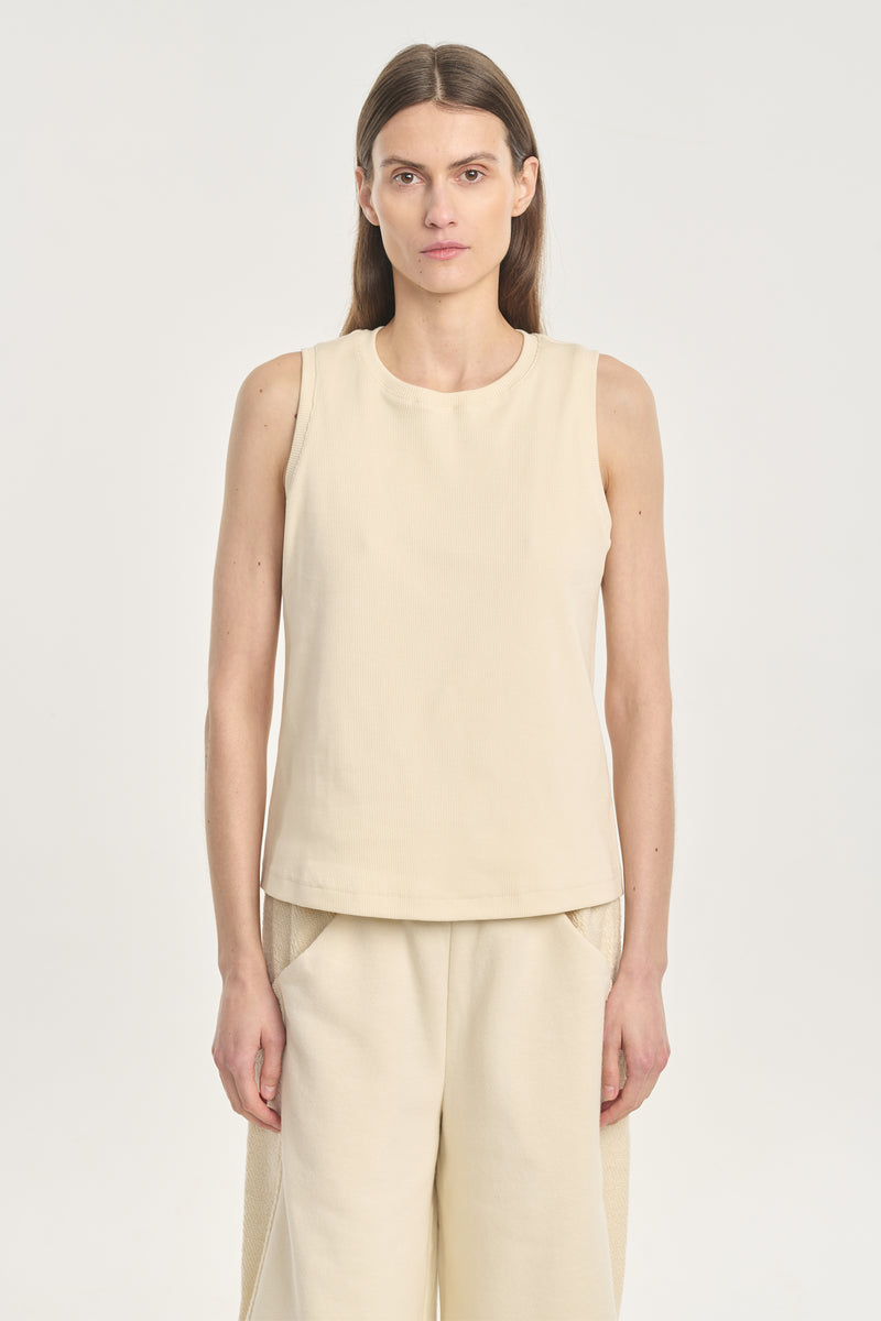 Light beige cotton ribbed top