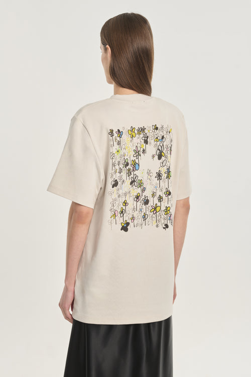 'FLOWER MEADOW' natural vintage cotton boxy t-shirt