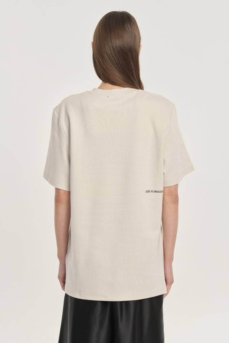 'LESS IS ENOUGH' natural vintage cotton boxy t-shirt