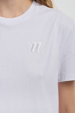 White heavy cotton embroidered short sleeve t-shirt