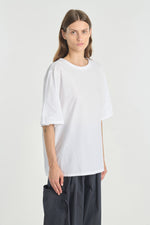 White poplin and jersey structured t-shirt