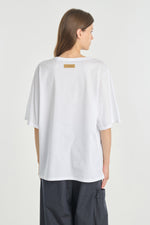 White poplin and jersey structured t-shirt