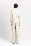 Ivory & grey striped bistretch zip up sweatshirt
