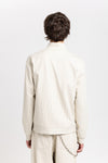 Ivory & grey striped bistretch zip up sweatshirt