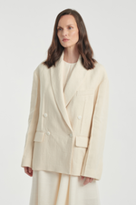 Ivory linen power suit jacket