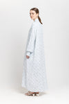 Light blue monogram print viscose dress with scarf