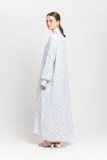 Light blue monogram print viscose dress with scarf