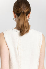 Off white terry tweed crop top