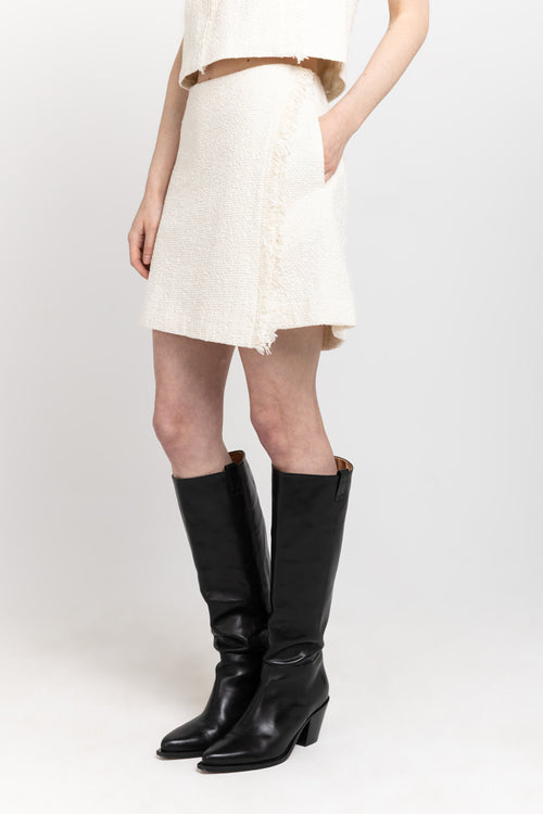 Off white terry tweed cotton mini skort