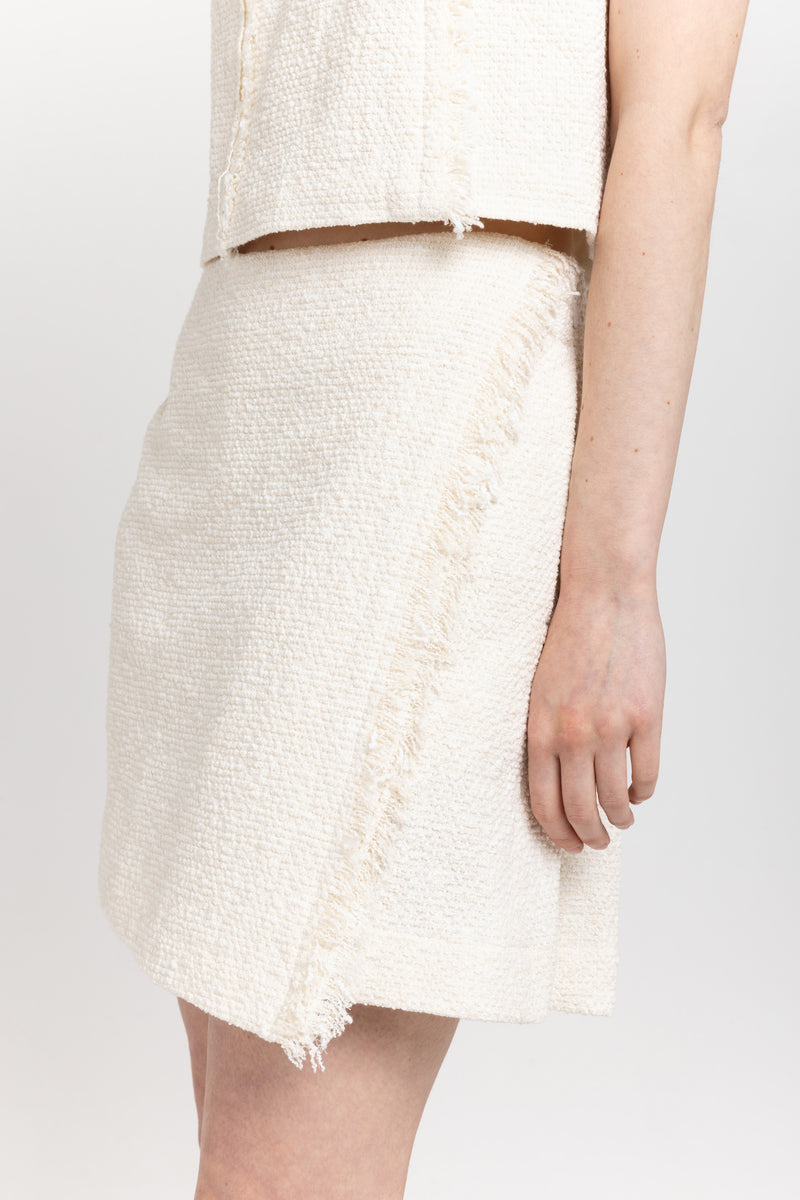 Off white terry tweed cotton mini skort