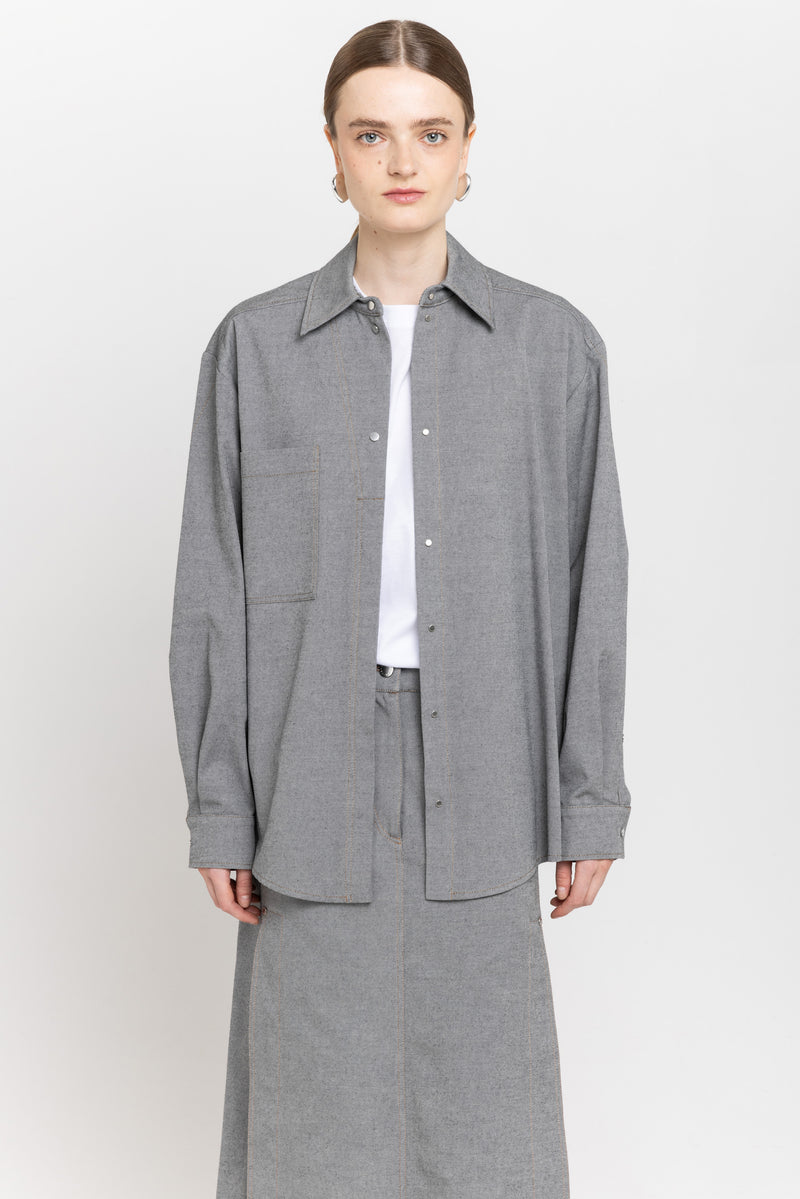 Black summer cotton denim overshirt
