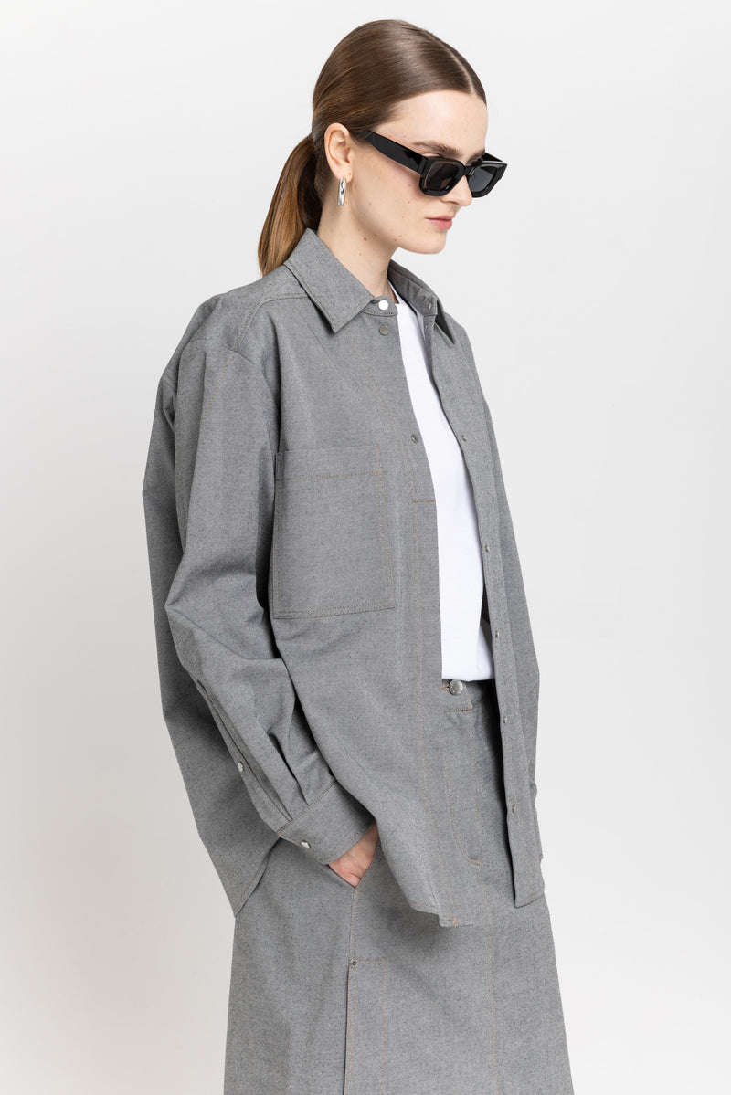 Black summer cotton denim overshirt