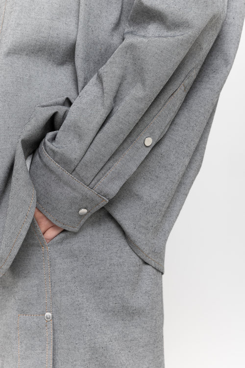 Black summer cotton denim overshirt