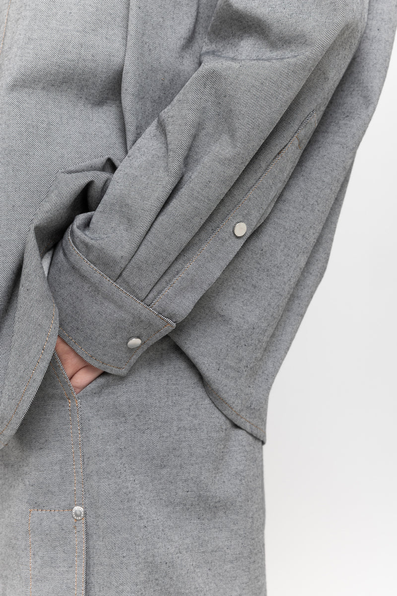 Black summer cotton denim overshirt