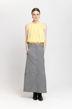Pale lime yellow wrinkle mousseline balloon blouse