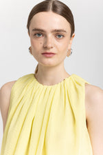 Pale lime yellow wrinkle mousseline balloon blouse