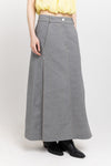 Black summer denim midi skirt with side slits