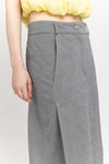 Black summer denim midi skirt with side slits