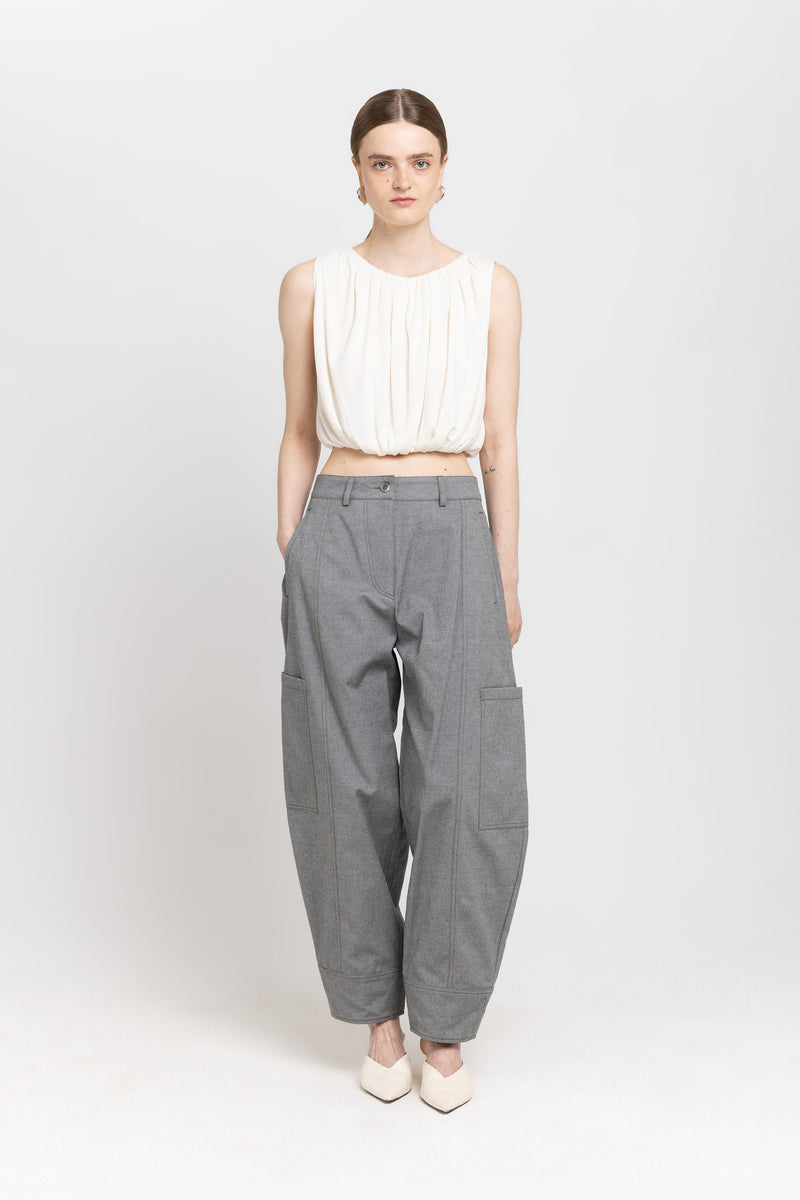 Black summer cotton denim cargo style pants