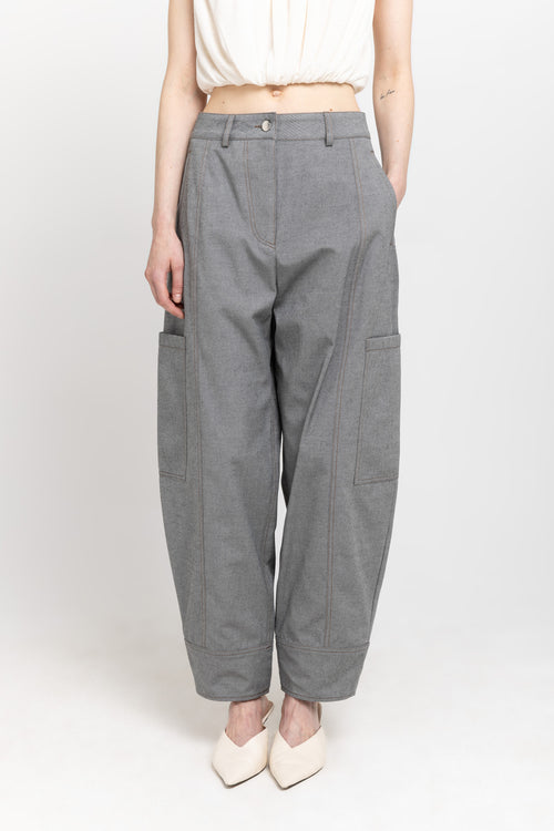 Black summer cotton denim cargo style pants