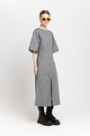 Black summer cotton denim structured dress
