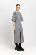 Black summer cotton denim structured dress
