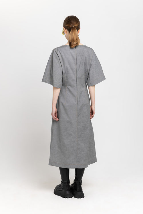 Black summer cotton denim structured dress