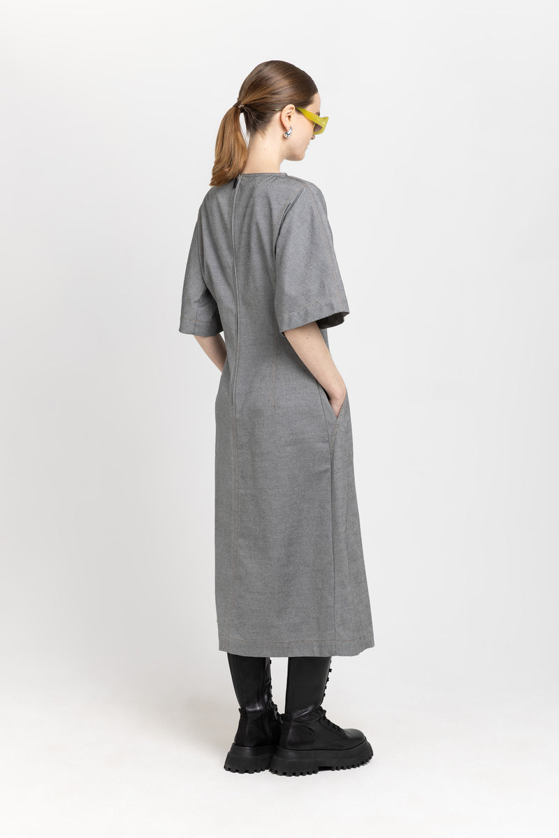 Black summer cotton denim structured dress