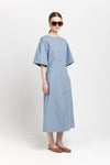 Light blue summer cotton denim structured dress