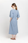 Light blue summer cotton denim structured dress