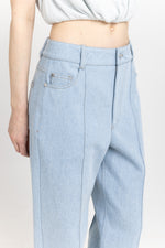 Light blue denim straight leg pants