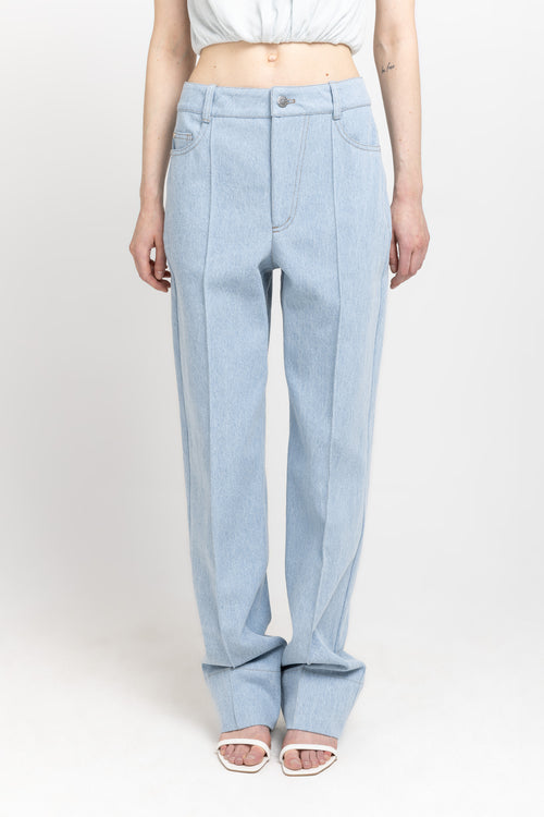 Light blue denim straight leg pants