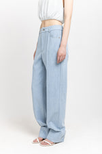Light blue denim straight leg pants