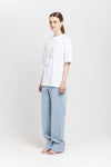 Light blue denim straight leg pants