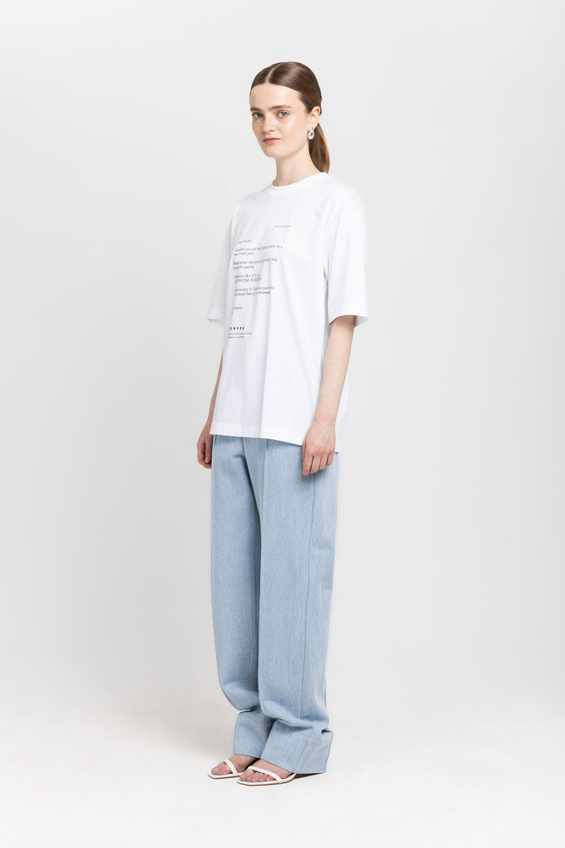 Light blue denim straight leg pants