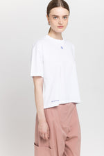'COPYLEFT' White cotton boxy fit t-shirt
