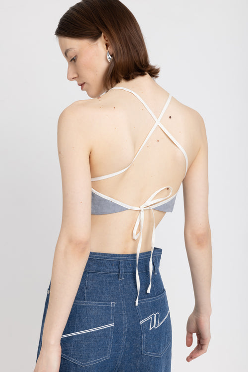 Koala grey linen twill bra top