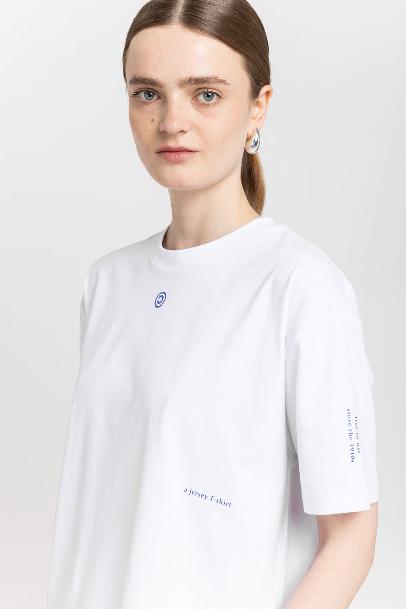 'COPYLEFT' White cotton boxy fit t-shirt