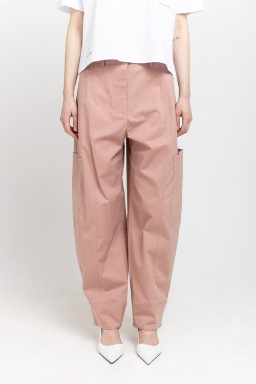 Dusty rose stretch cotton blend cargo style pants