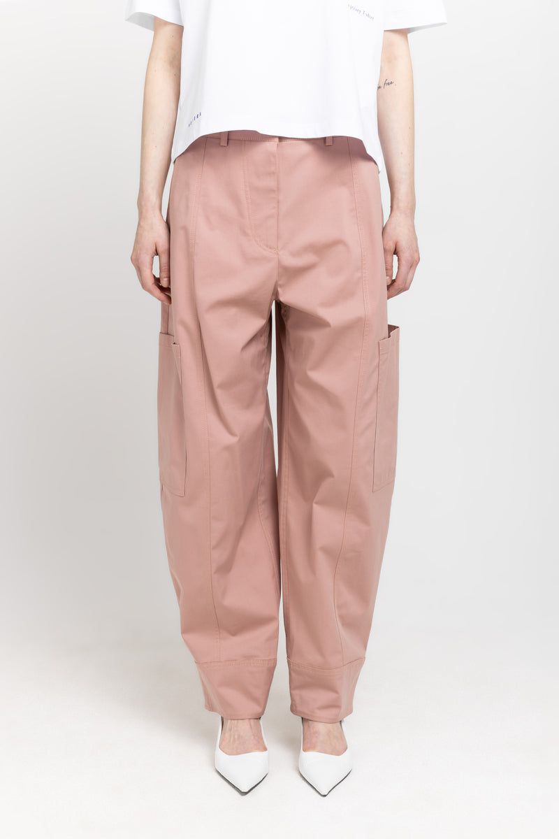 Dusty rose stretch cotton blend cargo style pants