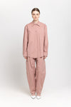 Dusty rose stretch cotton blend cargo style pants